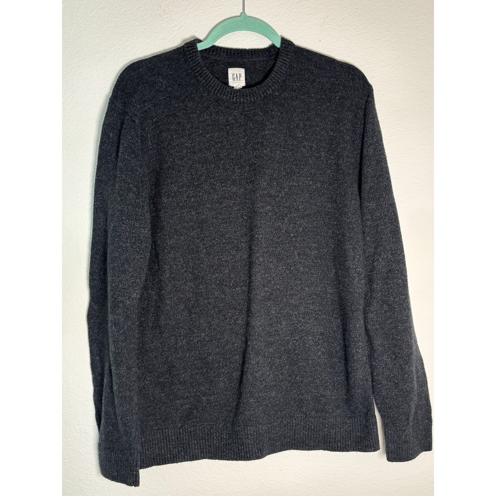 Gap Mens Crewneck Sweater Charcoal Gray Marl Knit Long Sleeve Size L